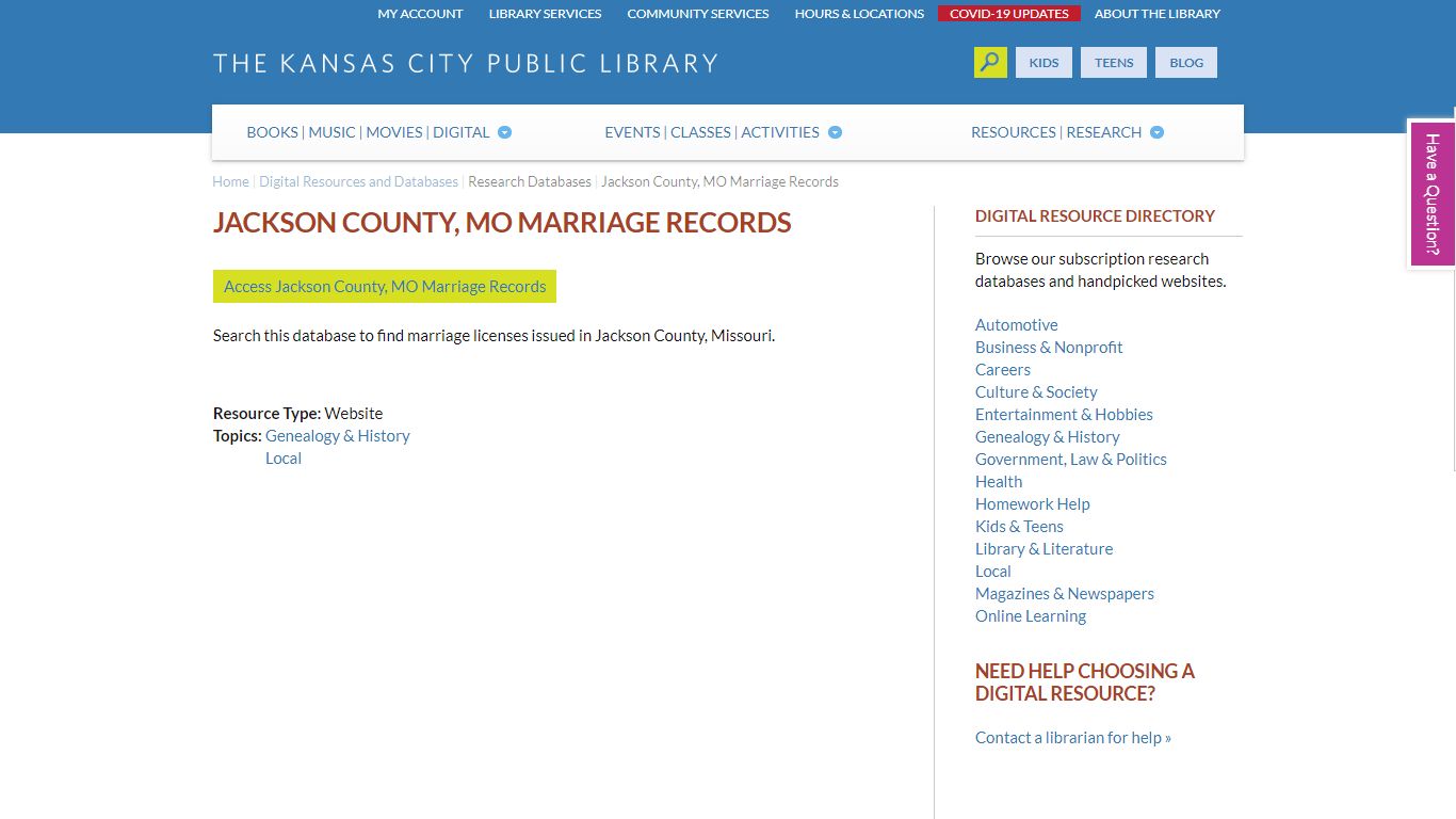 Jackson County, MO Marriage Records | Kansas City Public ...