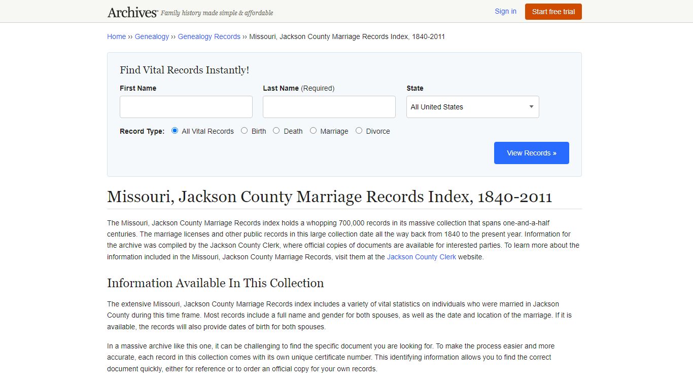 Missouri, Jackson County Marriage Records | Search ...